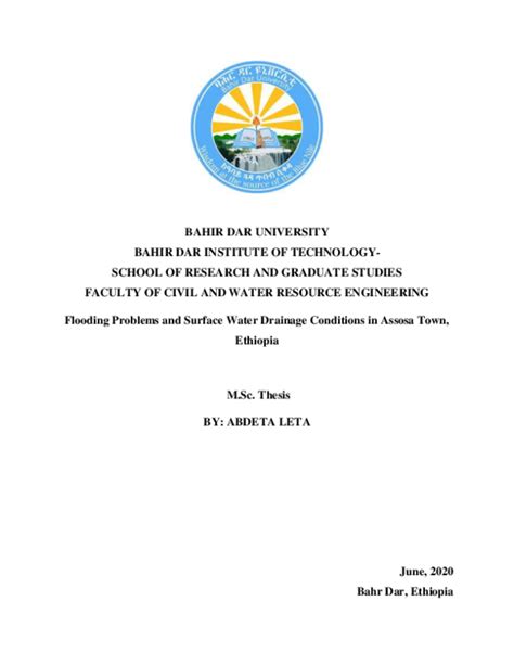 According to data obtained from the local administration, Woreb has. . Bahir dar university mba research paper pdf